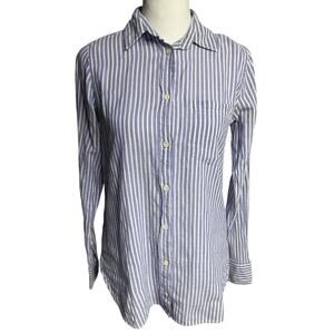 J. Crew Blue & White Striped Boy Fit Button Up - Size 00 - Stretch